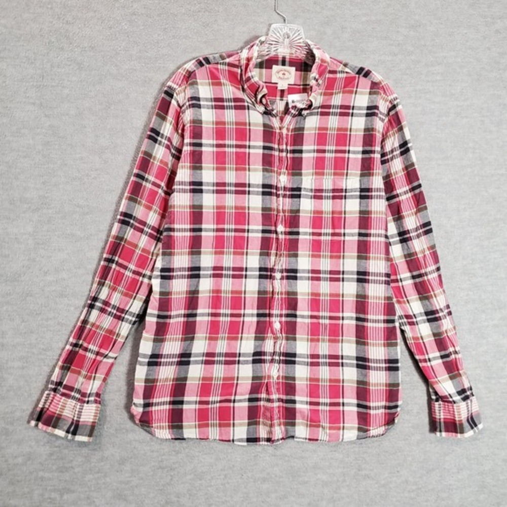 Brooks Brother Men‎ Button Up Shirt Large Red Long Sleeve Red Fleece